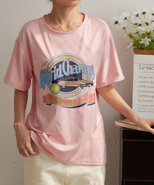 MAISON DE THERESE（メゾン ド テレーズ）の「ビッグサイズ　プリントTシャツ（Tシャツ/カットソー・レディース・ブラック/パープル/ホワイト/ピンク・M/L）」の5枚目の写真