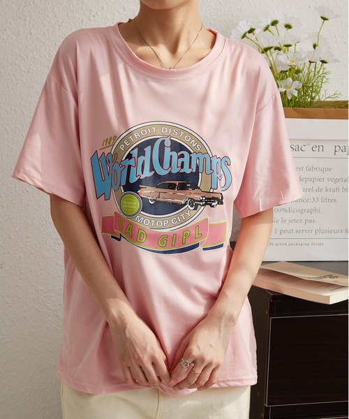 MAISON DE THERESE（メゾン ド テレーズ）の「ビッグサイズ　プリントTシャツ（Tシャツ/カットソー・レディース・ブラック/パープル/ホワイト/ピンク・M/L）」の6枚目の写真