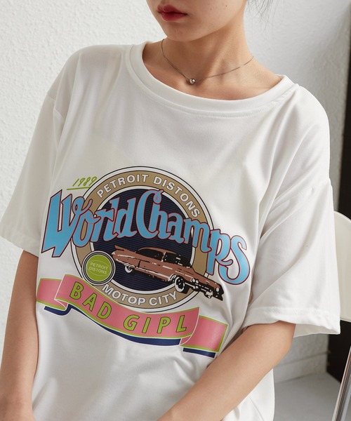 MAISON DE THERESE（メゾン ド テレーズ）の「ビッグサイズ　プリントTシャツ（Tシャツ/カットソー・レディース・ブラック/パープル/ホワイト/ピンク・M/L）」の8枚目の写真