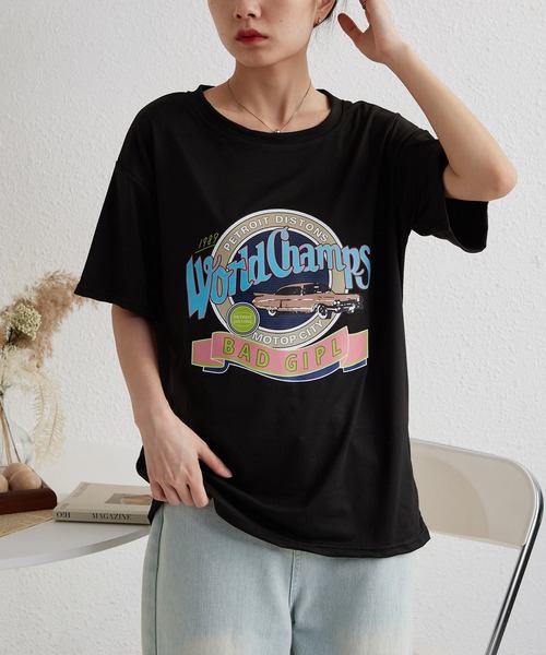 MAISON DE THERESE（メゾン ド テレーズ）の「ビッグサイズ　プリントTシャツ（Tシャツ/カットソー・レディース・ブラック/パープル/ホワイト/ピンク・M/L）」の10枚目の写真