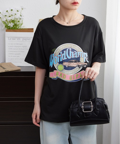 MAISON DE THERESE（メゾン ド テレーズ）の「ビッグサイズ　プリントTシャツ（Tシャツ/カットソー・レディース・ブラック/パープル/ホワイト/ピンク・M/L）」の11枚目の写真