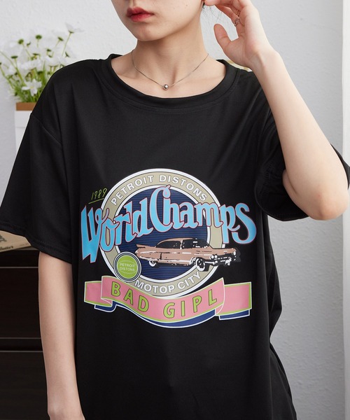 MAISON DE THERESE（メゾン ド テレーズ）の「ビッグサイズ　プリントTシャツ（Tシャツ/カットソー・レディース・ブラック/パープル/ホワイト/ピンク・M/L）」の12枚目の写真