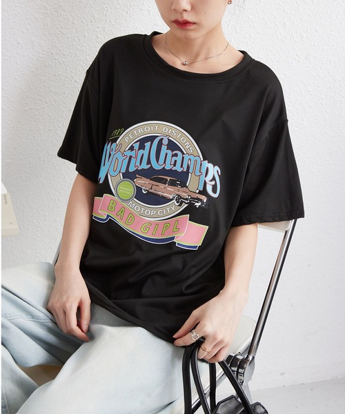 MAISON DE THERESE（メゾン ド テレーズ）の「ビッグサイズ　プリントTシャツ（Tシャツ/カットソー・レディース・ブラック/パープル/ホワイト/ピンク・M/L）」の13枚目の写真