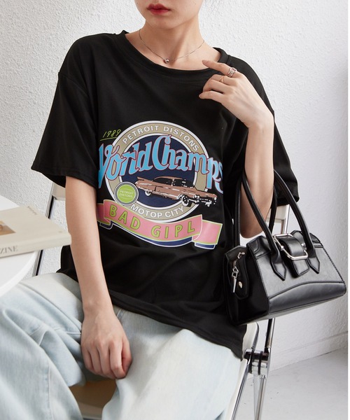 MAISON DE THERESE（メゾン ド テレーズ）の「ビッグサイズ　プリントTシャツ（Tシャツ/カットソー・レディース・ブラック/パープル/ホワイト/ピンク・M/L）」の14枚目の写真