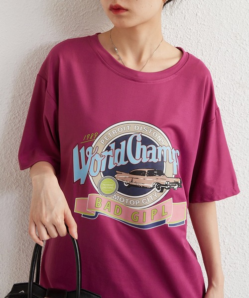 MAISON DE THERESE（メゾン ド テレーズ）の「ビッグサイズ　プリントTシャツ（Tシャツ/カットソー・レディース・ブラック/パープル/ホワイト/ピンク・M/L）」の16枚目の写真
