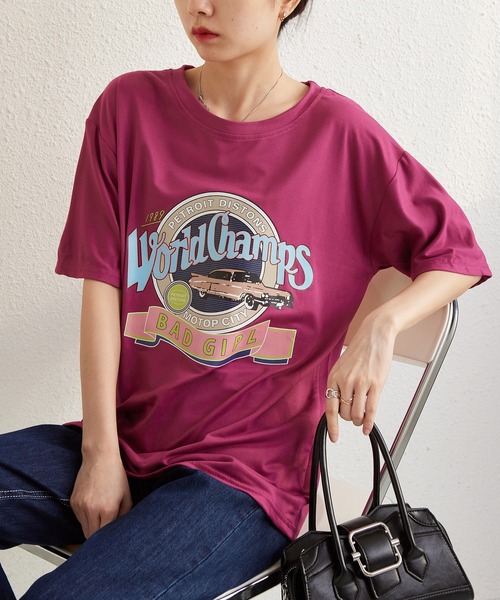 MAISON DE THERESE（メゾン ド テレーズ）の「ビッグサイズ　プリントTシャツ（Tシャツ/カットソー・レディース・ブラック/パープル/ホワイト/ピンク・M/L）」の17枚目の写真
