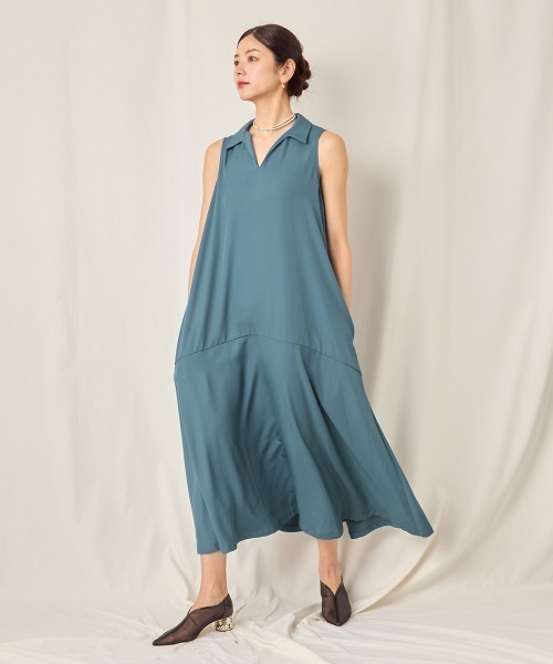 【セール】FLARE SLEEVELESS DRESSBLUE（ワンピース）｜CIEL'AIR（シエルエアー）