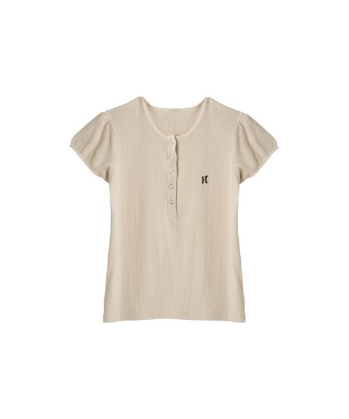 RUBY AND YOU（ルビーアンドユー）の「ヘンリーネックリブTシャツ（Tシャツ/カットソー・レディース・チャコールグレー/ベージュ系その他・FREE）」の7枚目の写真