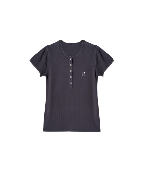 RUBY AND YOU（ルビーアンドユー）の「ヘンリーネックリブTシャツ（Tシャツ/カットソー・レディース・チャコールグレー/ベージュ系その他・FREE）」の8枚目の写真