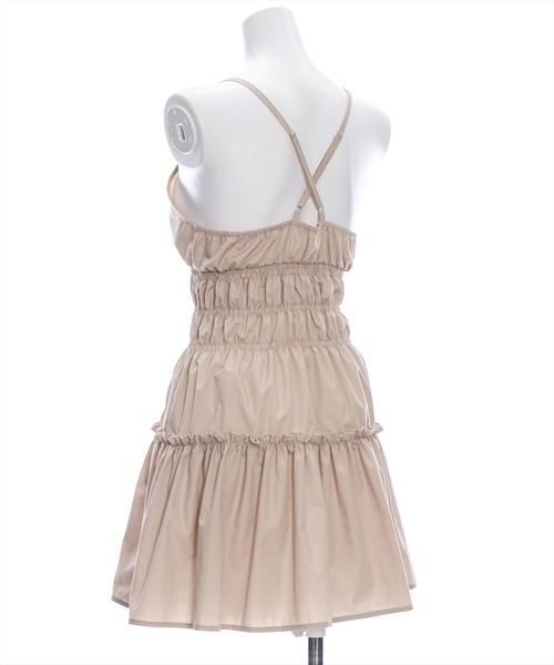 clear（クリア）の「ティアードキャミミニワンピース［ショート丈 大人 カジュアル］≪再入荷≫（ワンピース・レディース・ベージュ/ブラック・F）」の6枚目の写真