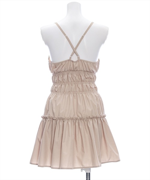 clear（クリア）の「ティアードキャミミニワンピース［ショート丈 大人 カジュアル］≪再入荷≫（ワンピース・レディース・ベージュ/ブラック・F）」の5枚目の写真