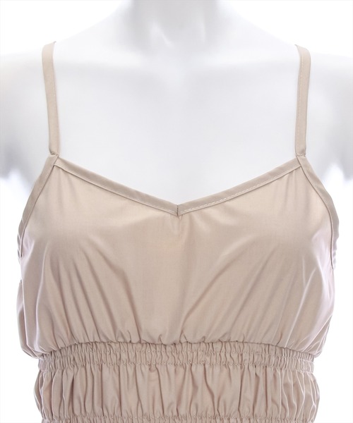 clear（クリア）の「ティアードキャミミニワンピース［ショート丈 大人 カジュアル］≪再入荷≫（ワンピース・レディース・ベージュ/ブラック・F）」の4枚目の写真