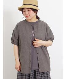 Samansa Mos2 | 【クールコットン】柄アソート襟フリルブラウス(シャツ/ブラウス)