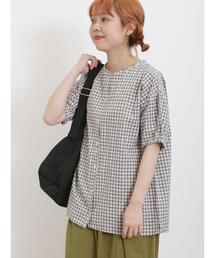 Samansa Mos2 | 【クールコットン/接触冷感】柄アソート襟フリルブラウス(シャツ/ブラウス)