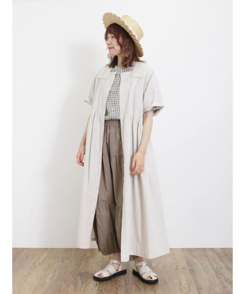 Samansa Mos2（サマンサ モスモス）の「【クールコットン/接触冷感】柄アソート襟フリルブラウス（シャツ/ブラウス・レディース・ブラック/チャコールグレー/ブルー/オフホワイト・F）」の19枚目の写真