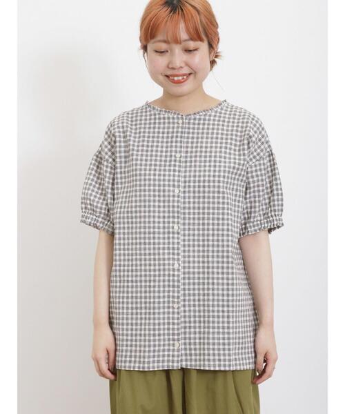 Samansa Mos2（サマンサ モスモス）の「【クールコットン/接触冷感】柄アソート襟フリルブラウス（シャツ/ブラウス・レディース・ブラック/チャコールグレー/ブルー/オフホワイト・F）」の18枚目の写真