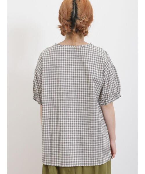 Samansa Mos2（サマンサ モスモス）の「【クールコットン/接触冷感】柄アソート襟フリルブラウス（シャツ/ブラウス・レディース・ブラック/チャコールグレー/ブルー/オフホワイト・F）」の16枚目の写真