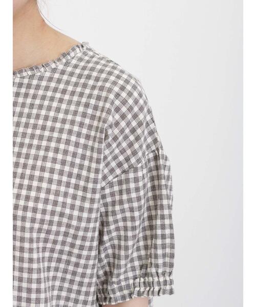 Samansa Mos2（サマンサ モスモス）の「【クールコットン/接触冷感】柄アソート襟フリルブラウス（シャツ/ブラウス・レディース・ブラック/チャコールグレー/ブルー/オフホワイト・F）」の14枚目の写真