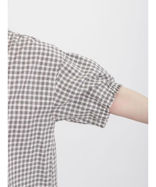 Samansa Mos2（サマンサ モスモス）の「【クールコットン/接触冷感】柄アソート襟フリルブラウス（シャツ/ブラウス・レディース・ブラック/チャコールグレー/ブルー/オフホワイト・F）」の13枚目の写真