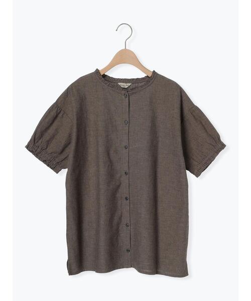 Samansa Mos2（サマンサ モスモス）の「【クールコットン/接触冷感】柄アソート襟フリルブラウス（シャツ/ブラウス・レディース・ブラック/チャコールグレー/ブルー/オフホワイト・F）」の10枚目の写真