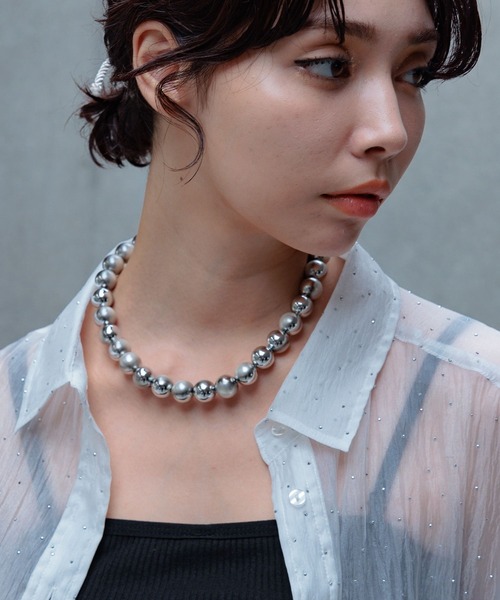 PAGEBOY（ページボーイ）の「デザインパールネックレス（ネックレス・レディース・ブラック/オフホワイト・FREE）」の3枚目の写真