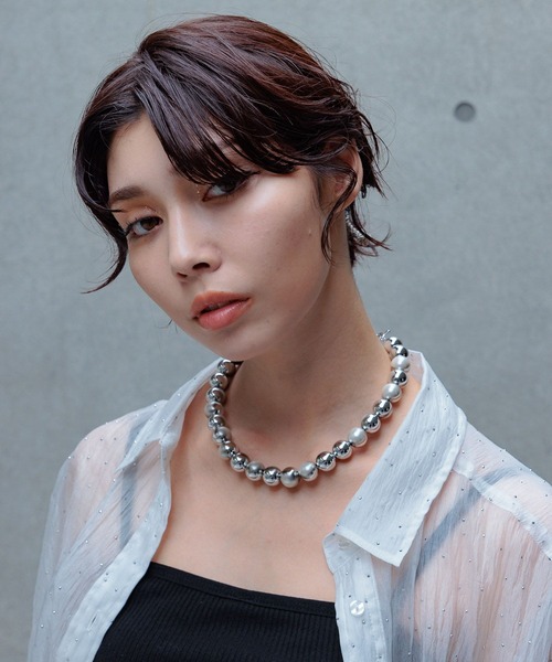 PAGEBOY（ページボーイ）の「デザインパールネックレス（ネックレス・レディース・ブラック/オフホワイト・FREE）」の5枚目の写真