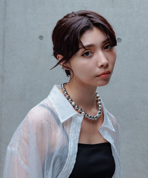 PAGEBOY（ページボーイ）の「デザインパールネックレス（ネックレス・レディース・ブラック/オフホワイト・FREE）」の6枚目の写真