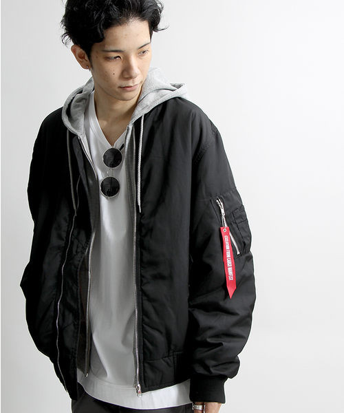 WEGO（ウィゴー）の「WEGO/オーバーMA-1（ミリタリージャケット・メンズ・ホワイト/カーキ/ブラック・MEDIUM/LARGE）」の2枚目の写真