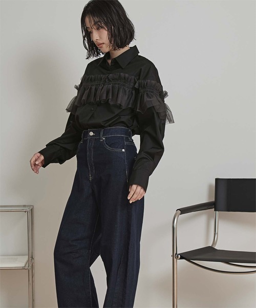 チュールフリルシャツ（シャツ/ブラウス）｜miette（ミエット）の