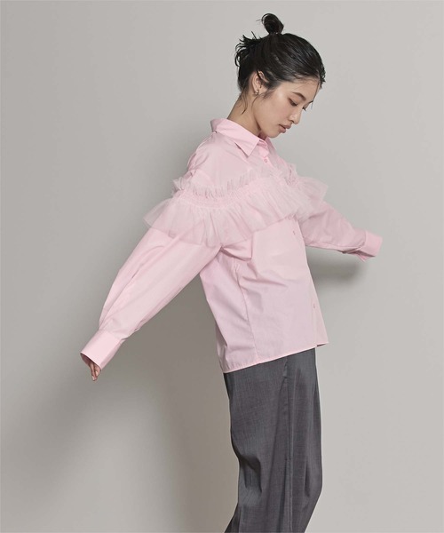 miette（ミエット）の「チュールフリルシャツ（シャツ/ブラウス・レディース・ブラック/ブルー/オフホワイト/ピンク/ブラウン・FREE）」の17枚目の写真