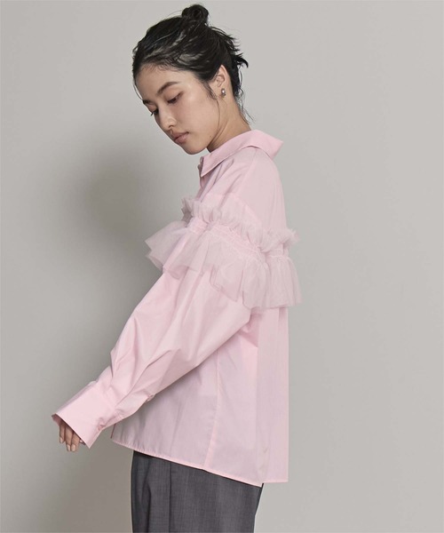 miette（ミエット）の「チュールフリルシャツ（シャツ/ブラウス・レディース・ブラック/ブルー/オフホワイト/ピンク/ブラウン・FREE）」の20枚目の写真