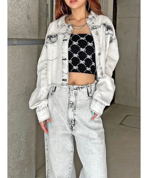 EGOIST（エゴイスト）の「デニムジャッケットライクシャツ（シャツ/ブラウス・レディース・ブルー/ブラック・FREE）」の2枚目の写真