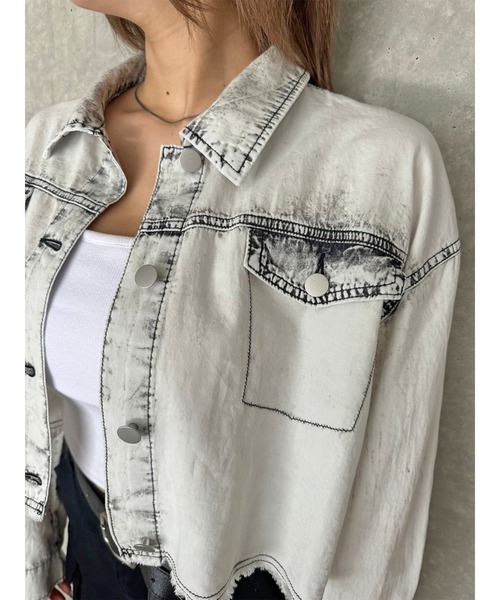 EGOIST（エゴイスト）の「デニムジャッケットライクシャツ（シャツ/ブラウス・レディース・ブルー/ブラック・FREE）」の20枚目の写真