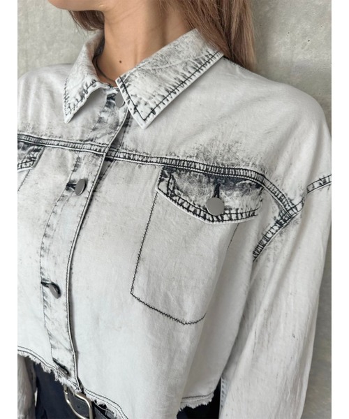 EGOIST（エゴイスト）の「デニムジャッケットライクシャツ（シャツ/ブラウス・レディース・ブルー/ブラック・FREE）」の13枚目の写真