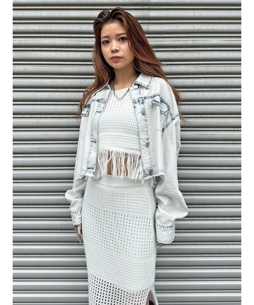 EGOIST（エゴイスト）の「デニムジャッケットライクシャツ（シャツ/ブラウス・レディース・ブルー/ブラック・FREE）」の10枚目の写真