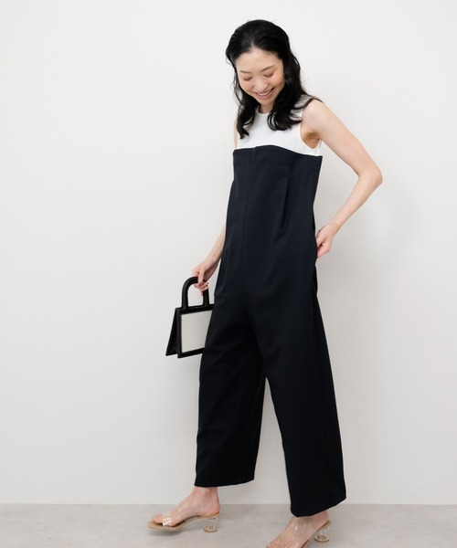 TEVALT（ヴァレット）の「レイヤードライクオールインワン（サロペット/オーバーオール・レディース・ブラック/ネイビー・38）」の3枚目の写真