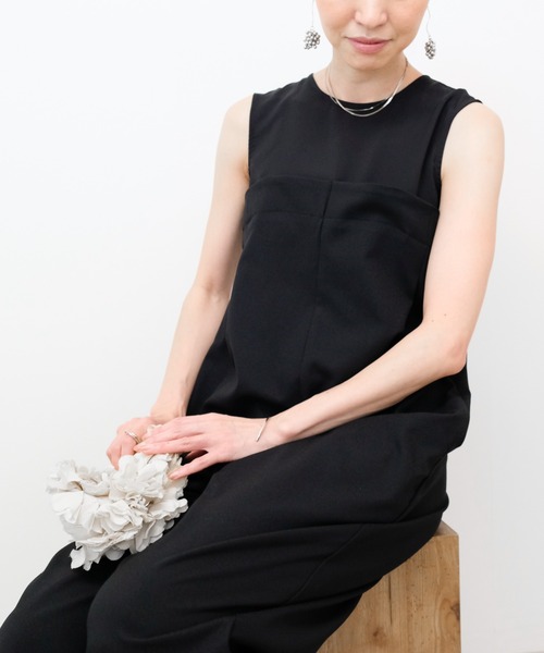 TEVALT（ヴァレット）の「レイヤードライクオールインワン（サロペット/オーバーオール・レディース・ブラック/ネイビー・38）」の9枚目の写真