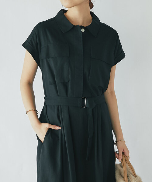 un dix cors（アンディコール）の「《着方アレンジいろいろ》ワークポケットウエスト切替ワンピース（ワンピース・レディース・ブラック/チャコールグレー・FREE）」の14枚目の写真