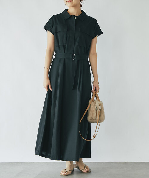 un dix cors（アンディコール）の「《着方アレンジいろいろ》ワークポケットウエスト切替ワンピース（ワンピース・レディース・ブラック/チャコールグレー・FREE）」の17枚目の写真