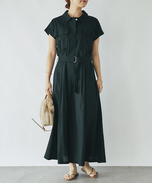 un dix cors（アンディコール）の「《着方アレンジいろいろ》ワークポケットウエスト切替ワンピース（ワンピース・レディース・ブラック/チャコールグレー・FREE）」の21枚目の写真