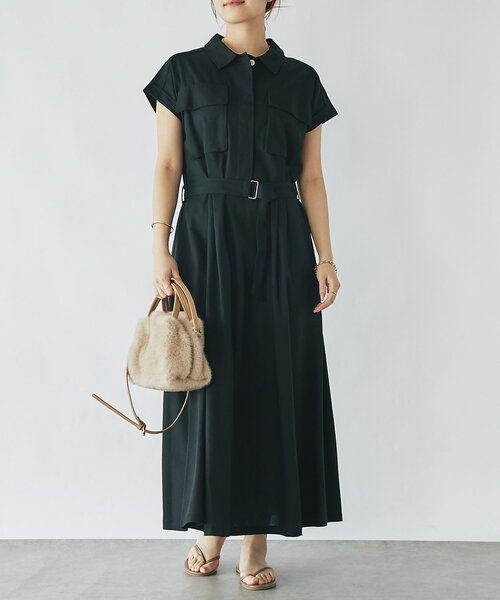 un dix cors（アンディコール）の「《着方アレンジいろいろ》ワークポケットウエスト切替ワンピース（ワンピース・レディース・ブラック/チャコールグレー・FREE）」の22枚目の写真