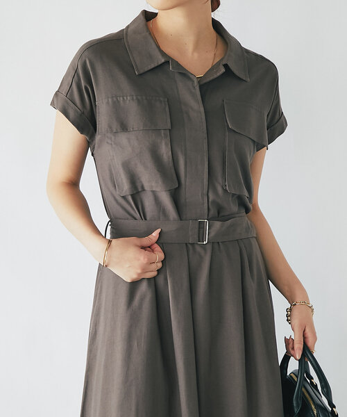 un dix cors（アンディコール）の「《着方アレンジいろいろ》ワークポケットウエスト切替ワンピース（ワンピース・レディース・ブラック/チャコールグレー・FREE）」の5枚目の写真