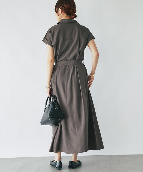 un dix cors（アンディコール）の「《着方アレンジいろいろ》ワークポケットウエスト切替ワンピース（ワンピース・レディース・ブラック/チャコールグレー・FREE）」の11枚目の写真