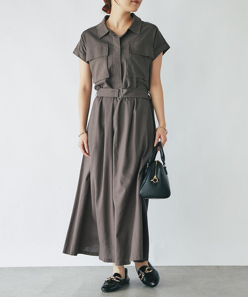 un dix cors（アンディコール）の「《着方アレンジいろいろ》ワークポケットウエスト切替ワンピース（ワンピース・レディース・ブラック/チャコールグレー・FREE）」の13枚目の写真
