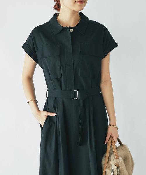 un dix cors（アンディコール）の「《着方アレンジいろいろ》ワークポケットウエスト切替ワンピース（ワンピース・レディース・ブラック/チャコールグレー・FREE）」の2枚目の写真