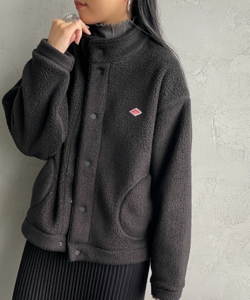 DANTON（ダントン）の「[DANTON/ダントン] スタンドカラー ダブルフェイスボアフリースカーディガン（ブルゾン・レディース・ブラック/クリーム・M/S）」の2枚目の写真