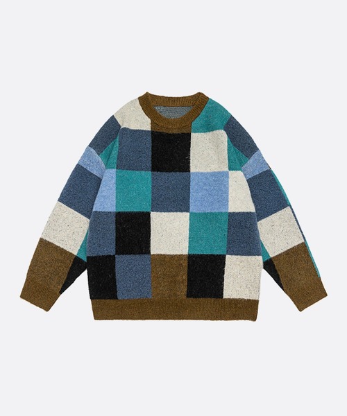 U:UME(ユーム)の「Vintage Color Block Sweater(Tシャツ/カットソー・メンズ・ブルー・LARGE)」の1枚目の写真