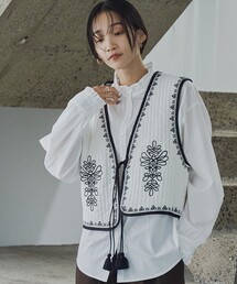 coen | MARKET （マーケット）配色刺繍キルティングベスト(ベスト)