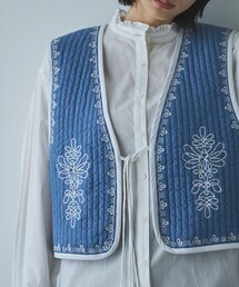 coen | MARKET （マーケット）配色刺繍キルティングベスト(ベスト)