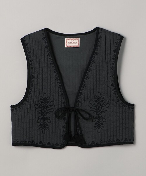 coen（コーエン）の「MARKET （マーケット）配色刺繍キルティングベスト（ベスト・レディース・オフホワイト/ロイヤルブルー/ダークグレー・FREE）」の3枚目の写真